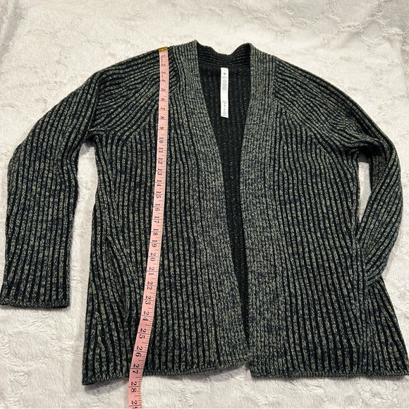 Lululemon Olive & Black Heavy Cotton-Wool-Cashmere-Blend Sweater Cardigan Wrap - Picture 9 of 12